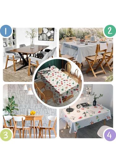 Noel Desenli Dikdörtgen Masa Örtüsü 60x84 İnç, Su Geçirmez Ve Leke Tutmaz Noel Kaykay Zencefil Ekmek