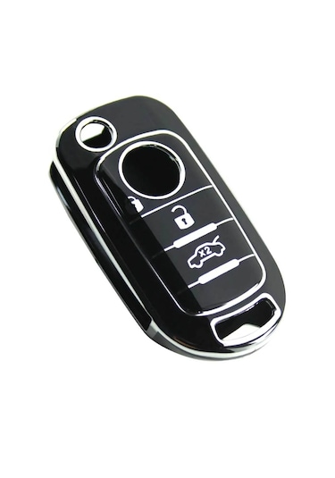 Fıat Egea Susta Lı Siyah - Gümüş Oto Anahtar Kumanda Kabı Kılıfı Oto Anahtarlık