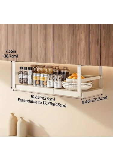 Honeybeeshop 1 Adet Siyah Büyük Ayarlanabilir Metal Dolap Rafı Baharat Şişeleri Ve Soslar İçin Genişletilebilir Mutfak Depolama Rafı