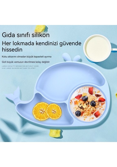 Çocuk Silikon Yemek Tabağı Dörtlü Set - Pembe Açık Pembe