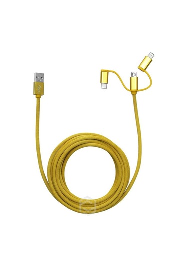 Frisby Fa-7556uc Örgülü 3mt Usb Data - Şarj Kablo İos-android-type-c Sarı