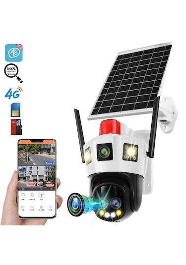 Full Hd 12.000mah Solar Panelli 10x Zoom'lu Sim Kartı Kamera