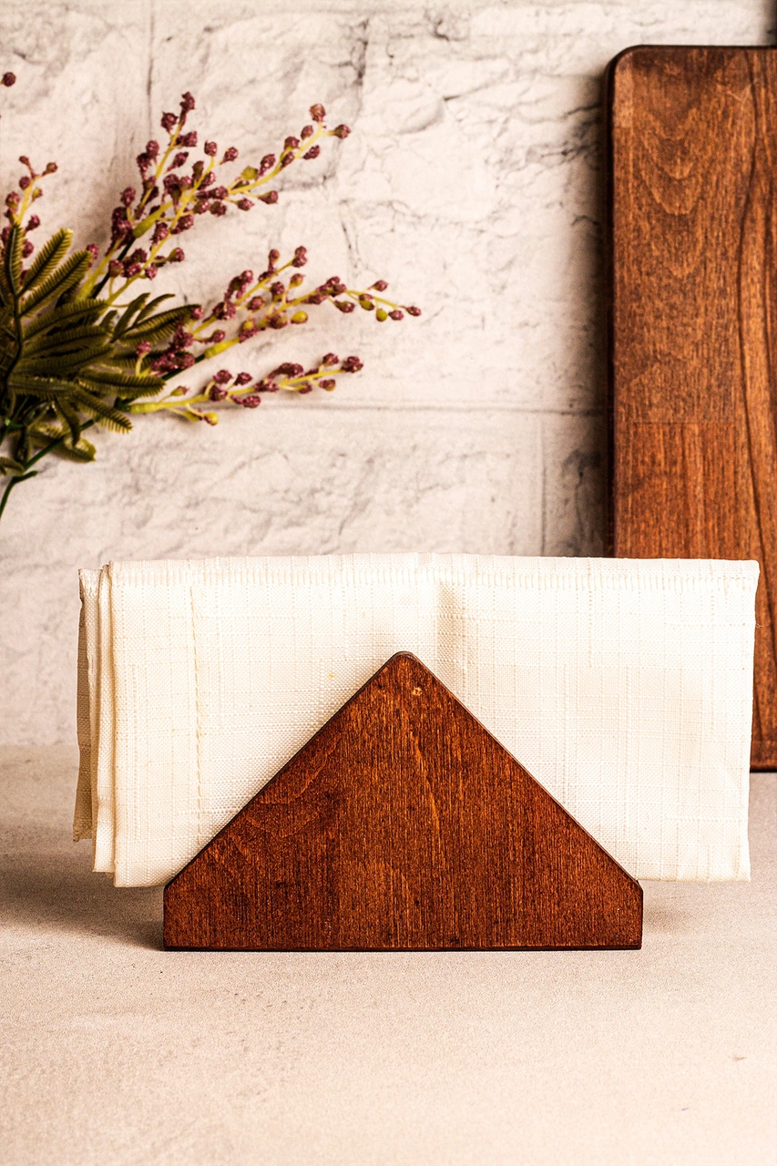 Snippy Zaro - Ahşap Peçetelik Masaüstü Peçete Organizeri Kahverengi