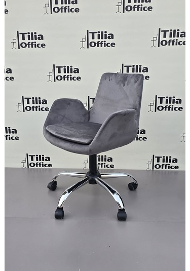 Maki Çalışma Ve Çocuk Koltuğu Krom Yonca Ayak Koyu Gri