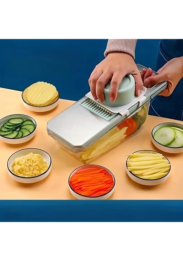 Fochsia Yeşil 12 Parça Çok Amaçlı Sebze Dilimleyici Ve Rende Seti yeşil