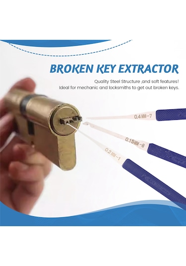 12 Adet Mavi Kilit Açma Kırık Anahtar Çıkarma Oto Çilingir Aracı