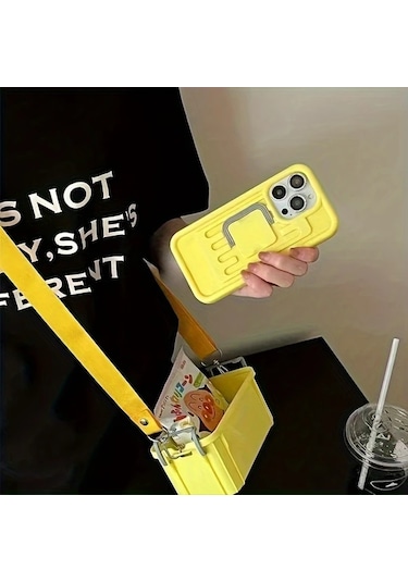 Elmpaly İphone 15 Pro Max Bright Pink Çapraz Taşımalı Depolama Telefon Kılıfı