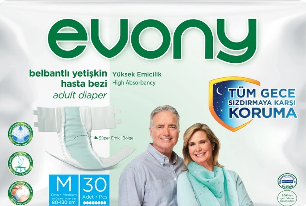 Evony Hasta Bezi Bel Bantlı M 30 Adet+ Yatak Koruyucu 30 Adet M
