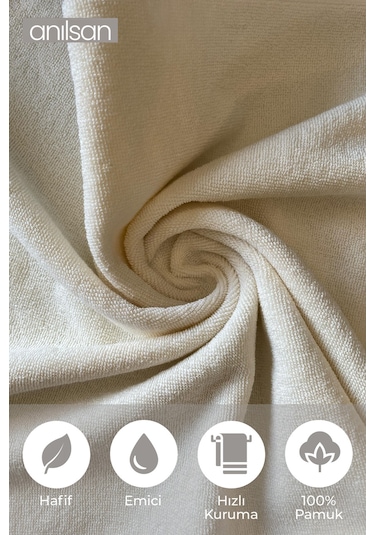 6'lı Greek Krem El Havlusu - 50x90 Cm, 225 Gr, %100 Pamuk, Spa Ve Otel Havlusu, Günlük Kullanıma Uygun Krem