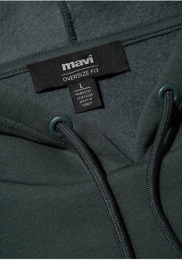 Mavi - Mavi Logo Baskılı Kapüşonlu Yeşil Sweatshirt 067149-71598 Yeşil