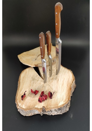 Sürmene 3'lü Mutfak Bıçak Seti Ultra Keskin Set Kahverengi