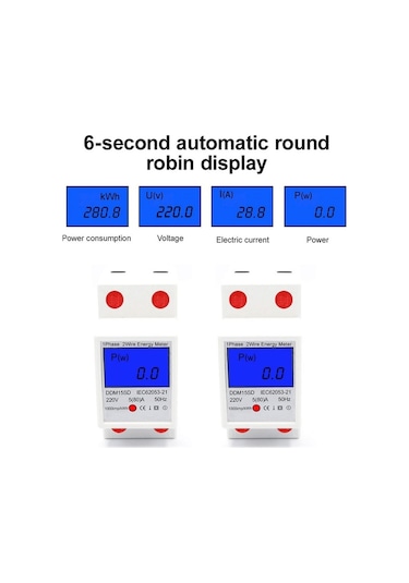 Butuglobal Ddm15sd 20 A Tek Fazlı, Çok Fonksiyonlu, Arkadan Aydınlatmalı Lcd Ekranlı Ray Sayacı 20 80 Bir