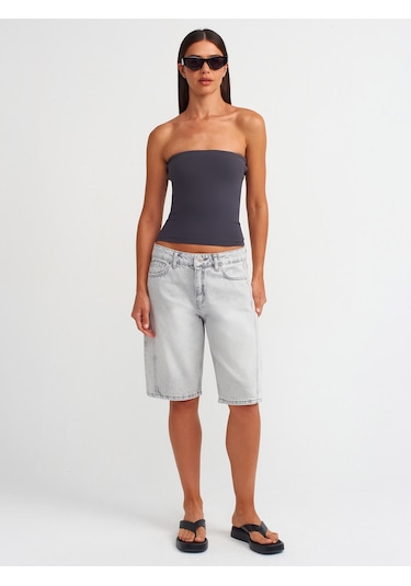 Dilvin 20659 Crop Top Antrasit