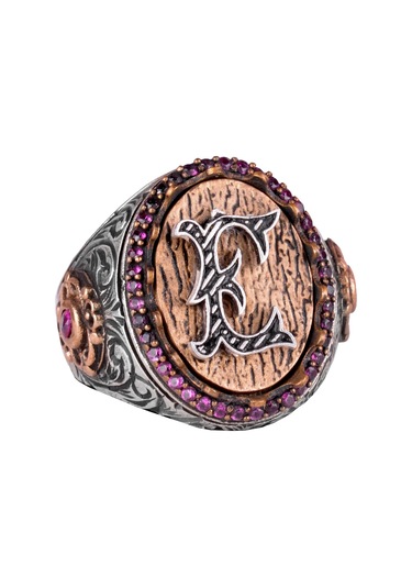 925 Ayar Katı Gümüş Yüzük - Monogram Kişiselleştirilmiş Harf Yüzüğü - Özel El Yapımı Gümüş Erkek Yüzüğü Gümüş