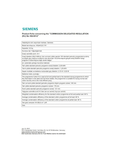 Siemens WQ44G2C1TR 9 KG Isı Pompalı Kurutma Makinesi