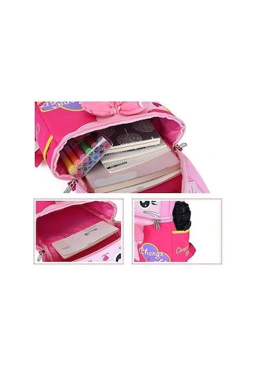 Anaokulu Okul Çantası 2-9 Yaşında Karikatür Çocuk Sırt Çantası Exntye Pembe