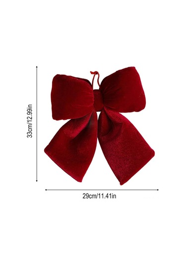 Folinda Noel Dekorasyonu: Bordo Kadife Bowknot, Ağaç Ve Duvar Süsü, 3 Boyut Seçeneği - 1 Adet