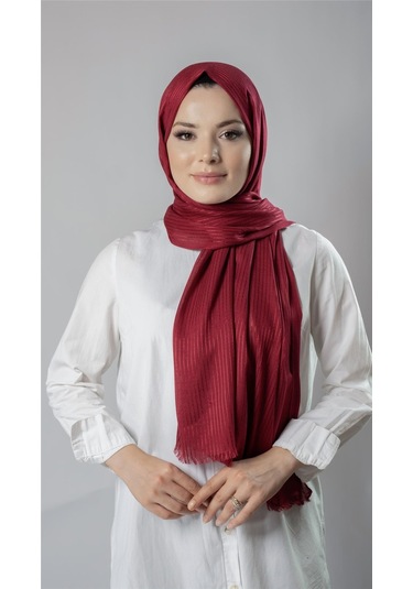 Bordo İnce Çizgili Şal Viskon Kumaş Bursa Dolama 202111 16 Bordo