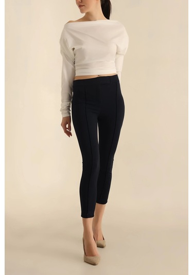 Vioshine Kadın Beli Lastikli Scuba Cırtlı Tayt-lacivert Lacivert