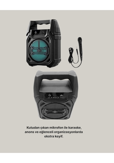 Taşınabilir 6.5 Bluetooth Hoparlör Usb Tf Kart Mikrofonlu Şarjlı