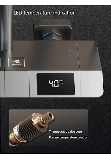 Piyano Tuşlu Dijital Isı Göstergeli Antrasit Duş Seti Diğer