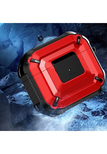 Airpods Uyumlu 3 İçin Anahtar Ve Kanca İle Elmas Doku Kulaklık Koruyucu Kılıf Kırmızı