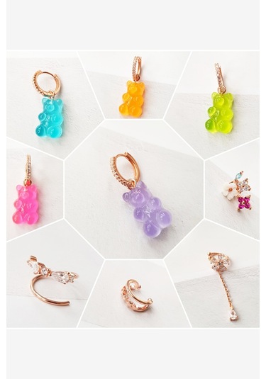 TEKLİ PEMBE JELİBON GÜMÜŞ KÜPE-5257