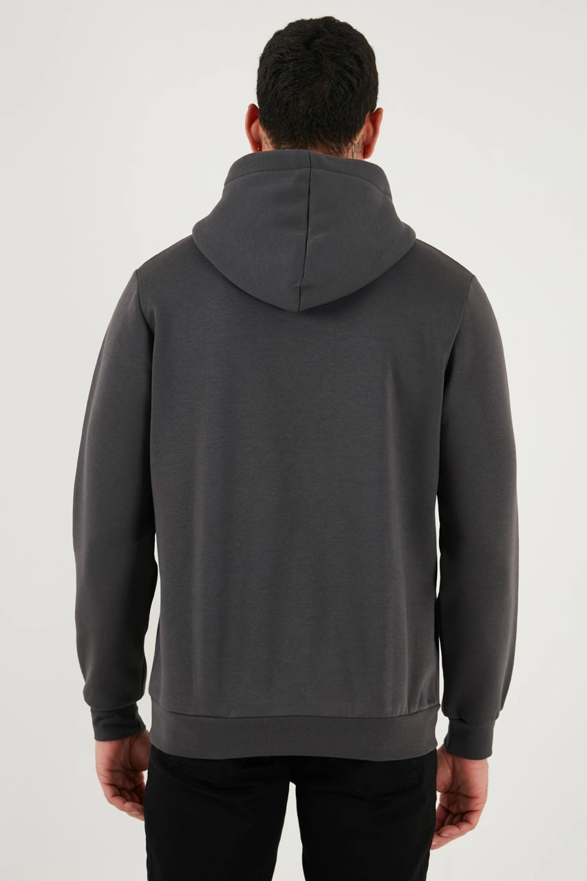 Buratti Regular Fit Kapüşonlu Kanguru Cepli Içi Tüylü Yumuşak Şardonlu Erkek Sweat 5905281 Antrasit