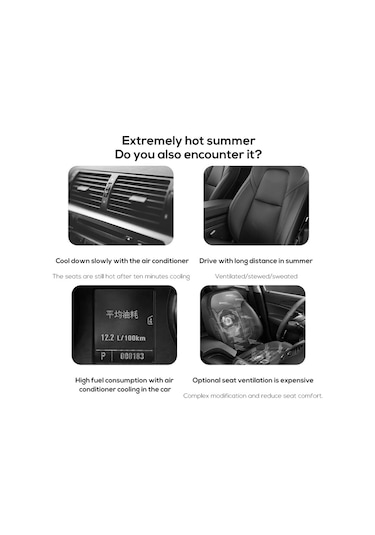 Hallow 3 Rüzgar Hızı İle Usb-Powered Araba Koltuğu Soğutma Vantilatörü Siyah