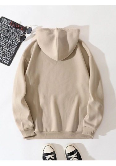 Startmore Kahverengi Unisex Kadın/erkek Nasa Renkli Baskılı Oversize Kapüşonlu