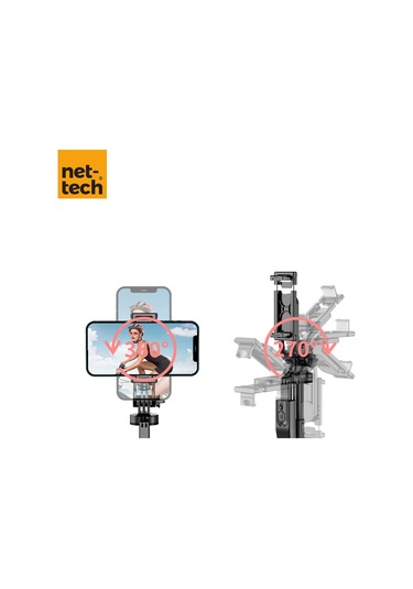 Nettech Nt-mt04 Taşınabilir Selfie Çubuk Multi-function Tripod Stand - Siyah -