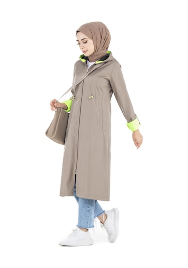 Sevitli Neon Trençkot-vizon-2450-vizon Vizon