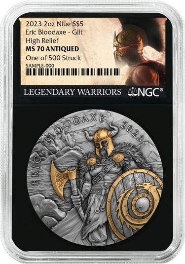 Agakulche Eric Kanlı Balta Altın Kaplama Ngc Sertifikalı Gümüş Sikke Coin