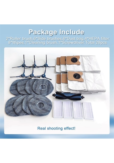 Synodicmonth Eufy Omni C20 Elektrikli Süpürge Aksesuar Seti Yedek Parçaları Ana Yan Fırçalar Hepa Filtreler Paspas Torbaları