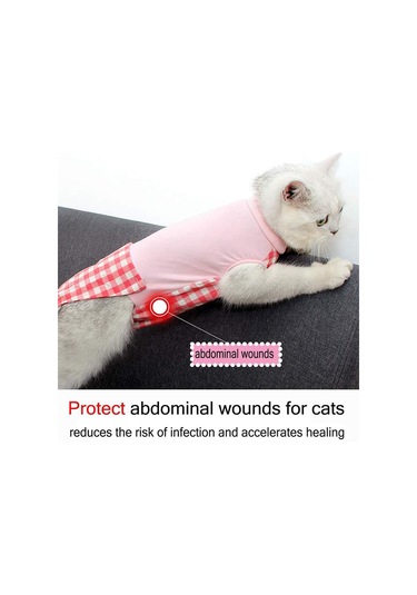 Hombey Yumuşak Modalı Kedi Ameliyat Sonrası Giysi - Yara Koruması, Tıraş Sonrası Isı Sağlama, Emzik Kesme Dönemi Stresi Azaltma - Pembe S