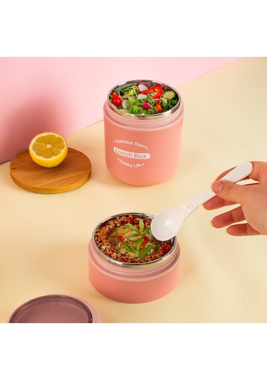 Porsima 66720 Çelik Yemek Termosu Lunch Box Yemek Kabı Pembe 710m