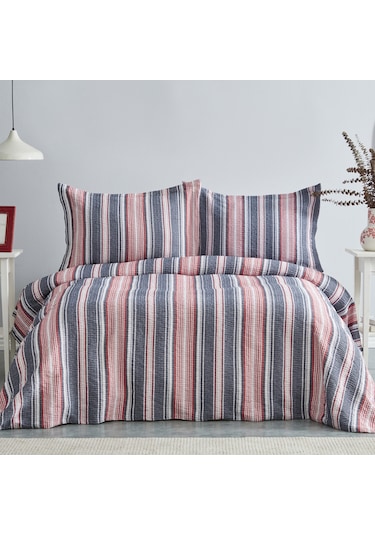 Karaca Home Denim Farley Çift Kişilik Yatak Örtüsü Seti Kırmızı