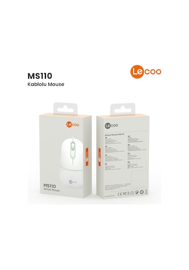 Lecoo MS110 USB Kablolu RGB 2400DPI 4 Tuşlu Sessiz Click Optik Mouse