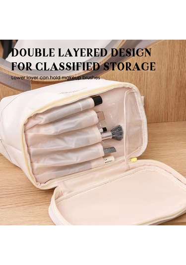 Reedark "çift Katmanlı Büyük Kapasiteli Kadın Makyaj Çantası - Seyahat Ve Fırçalar İçin Organizör"