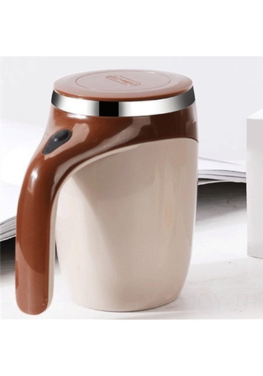 Youmex Usb Şarjlı Otomatik Manyetik Karıştırıcı Bardak, Paslanmaz Çelik, 380ml, Kahve Rengi, Ev Kullanıma Uygun, Pratik Ve Dayanıklı Kahverengi