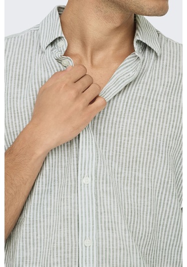 Only & Sons Erkek Gömlek 22026601 Krem-yeşil Krem-yeşil Krem - Yeşil