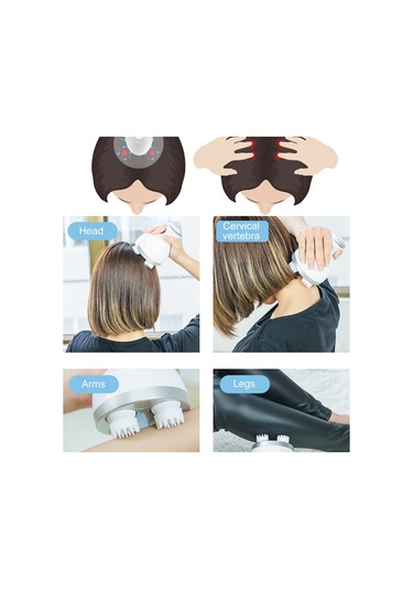 Gajeena Elektrikli Şarjlı 3d Kafa Masaj Aleti - Rahatlatıcı Saç Derisi Masajı Beyaz