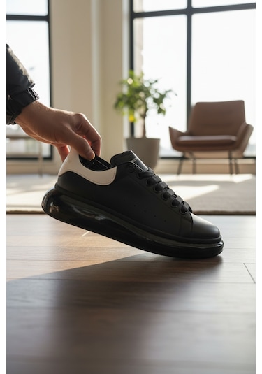 Enoch Erkek Alex Model Jel Taban Sneaker Oversize Kalın Ve Parlak Tabanlı Lüks Sokak Modeli Siyah - Beyaz Enoch Erkek Alex Model Jel Taban Sneaker Oversize Kalın Ve Parlak Tabanlı Lüks Sokak Modeli Siyah - Beyaz