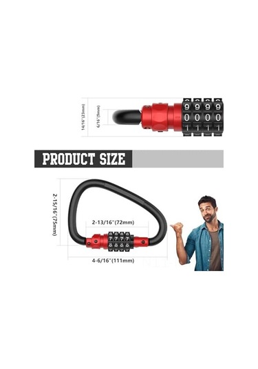 Moveevo Kırmızı Çok İşlevli Taşınabilir Montaj Kilit, Bisiklet-elektrikli Araç-kask-koli İçin Şifreli Askı Kilit