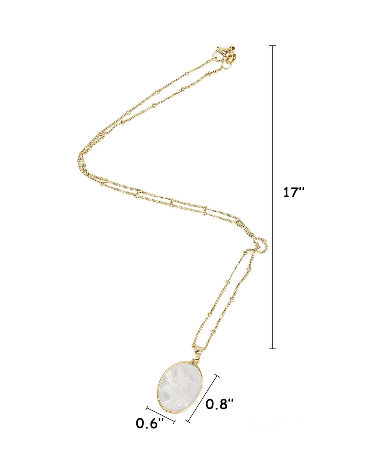 Xindoker Mikro Takımsı 18k Altın Kaplama, Doğal Beyaz Perl Taşlı 45cm Bakır Zincirli Elips Kolyeler, Korumalı Ve Şanlı Simge Gold