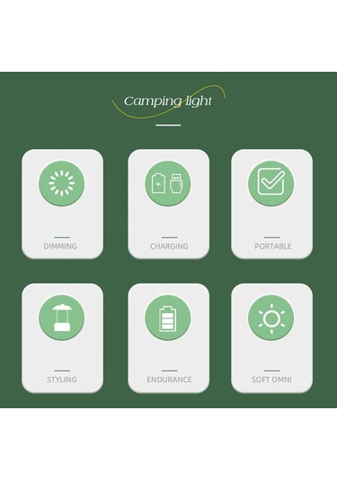 Geeksen Güneş Enerjili Kamp Işığı Taşınabilir Led Çadır Lambası Şarj Edilebilir Kamp Yeşil