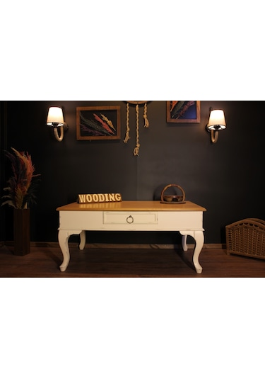 Wooding 100 Cm Masif Naturel Krem Orta Sehpa