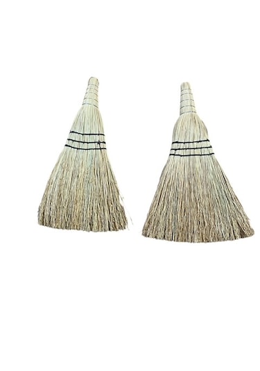Mobilreyon Doğal Mini Ot Çalı Süpürgesi, El Tipi Sarı Süpürge Seti - 2 Adet Küçük Dekoratif Süpürge