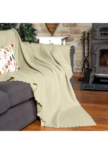 Mikrofiber Şönil Fitilli Minimalist Tekli Koltuk Örtüsü - 110x175 Cm,2 Adet Çift Taraflı, Kaymaz, Terletmez Krem krem