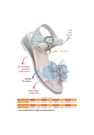 Pige Fiyonklu Kız Çocuk Sandalet Ayakkabı Mavi